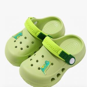 Kids Green Clogs with Dinosaur Design